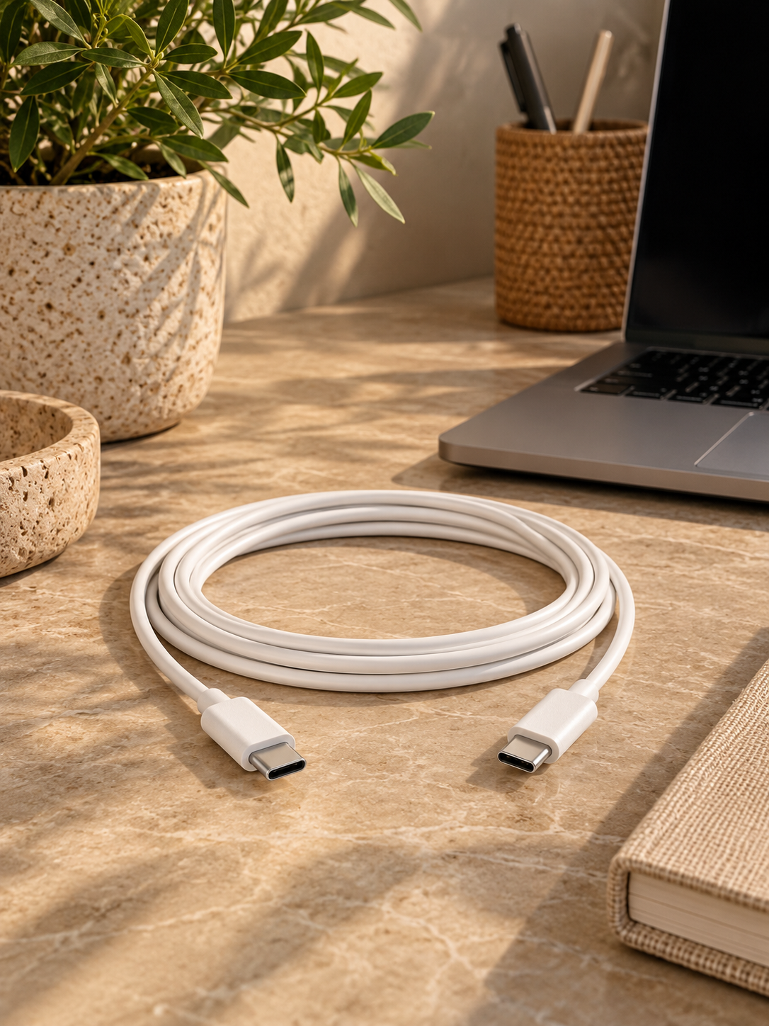 Kabel do ładowania USB-C do USB-C - 2 m biały