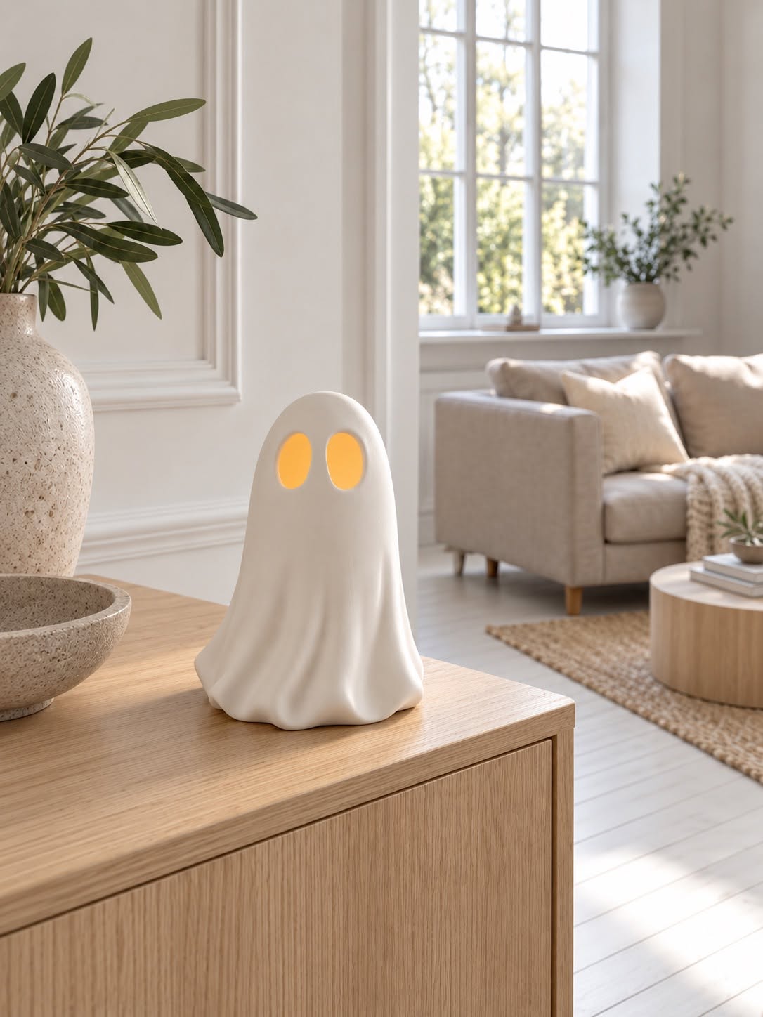 Duch z oświetleniem LED - ceramika – Halloween