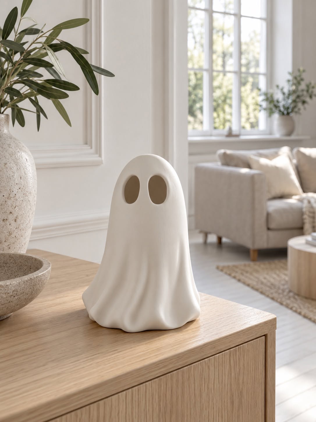 Duch z oświetleniem LED - ceramika – Halloween