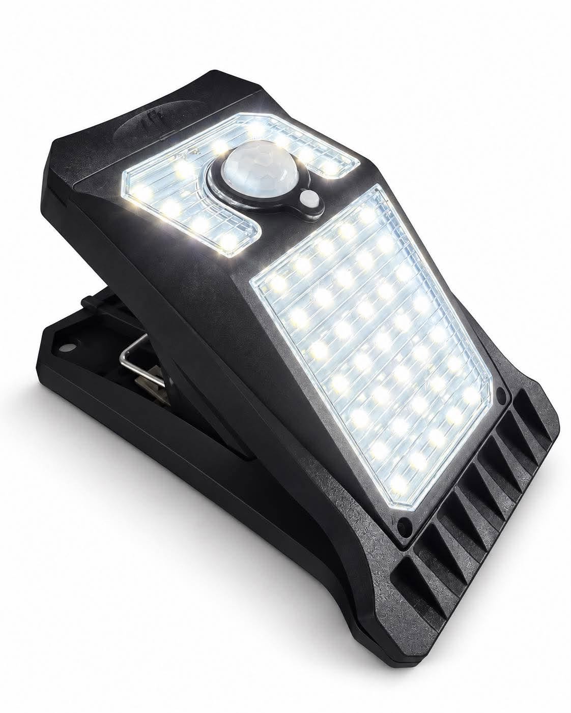 Lampka clip-on z panelem solarnym i czujnikiem – światło zewnętrzne