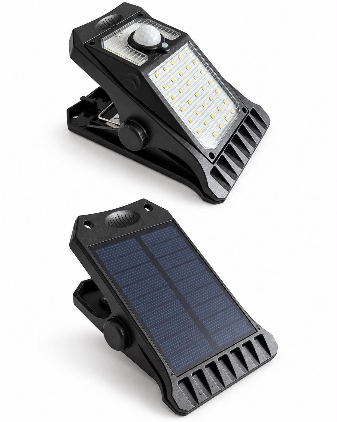 Lampka clip-on z panelem solarnym i czujnikiem – światło zewnętrzne