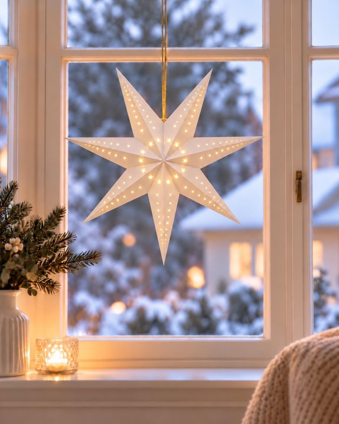 Gwiazda 40 cm z oświetleniem LED - Biała