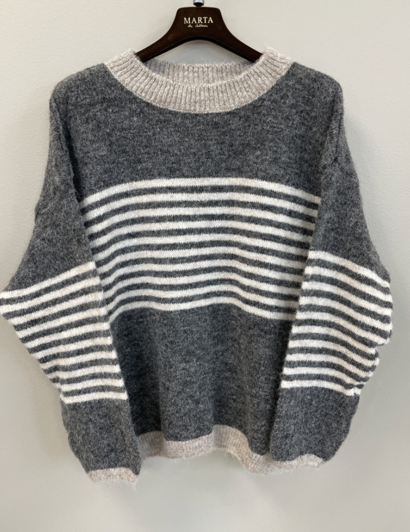 Sweter Sicilia Grey – Sweter w Paski