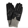 Skórzana rękawiczka ze składanym dzianinowym mankietem - Black/Grey