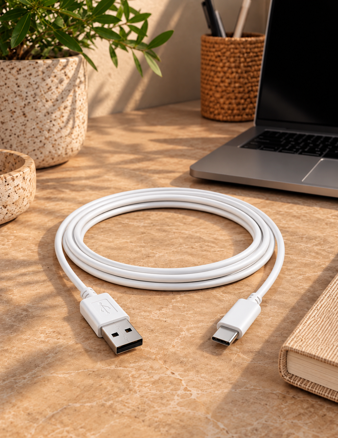 Kabel do ładowania USB-C na USB-A – 2 m biały