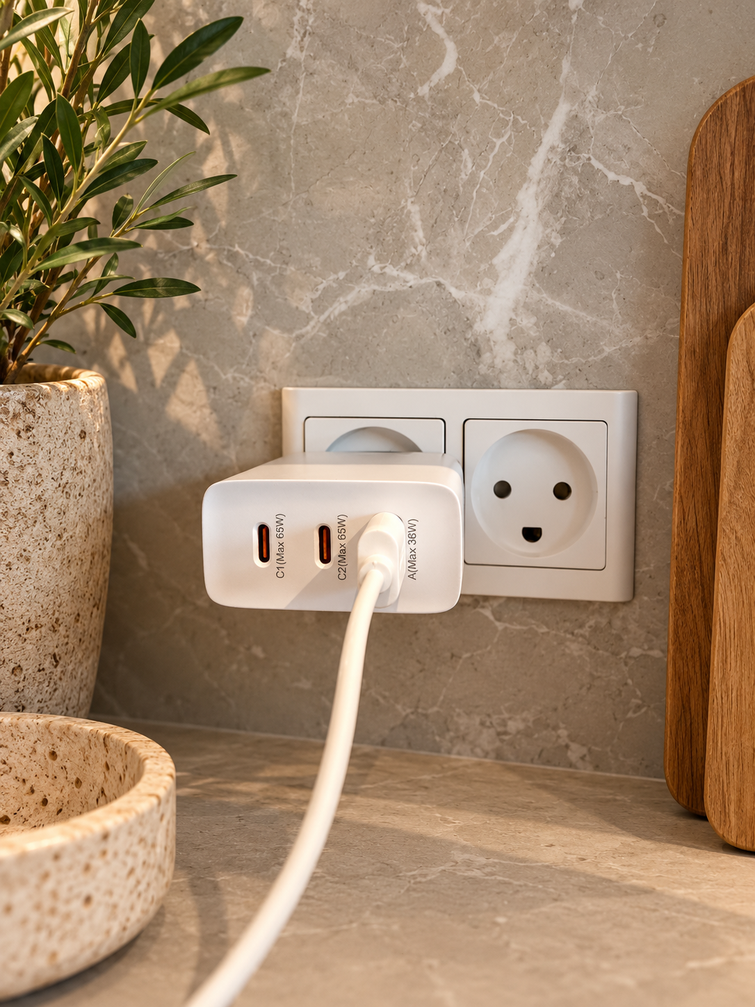 Szybka ładowarka USB-C z 3 portami