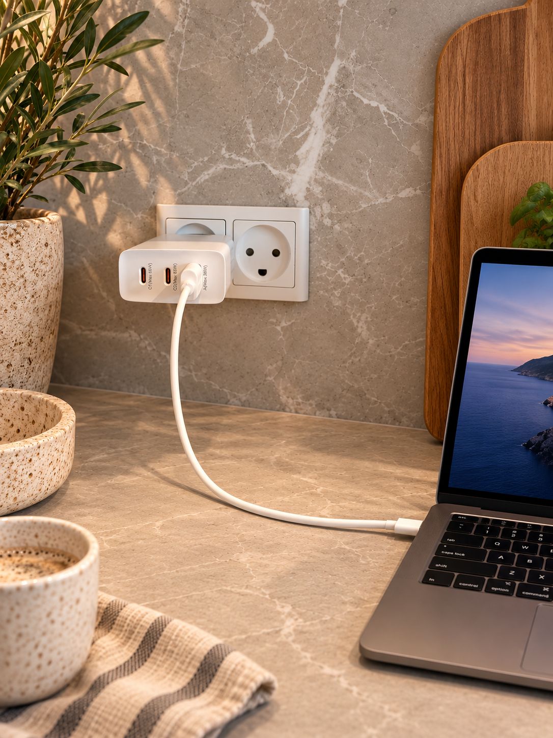 Szybka ładowarka USB-C z 3 portami