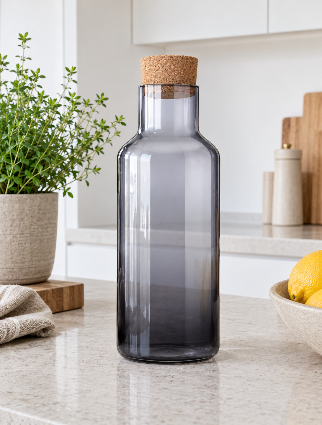 Szklana butelka na wodę z korkiem – Stone 1,2 l